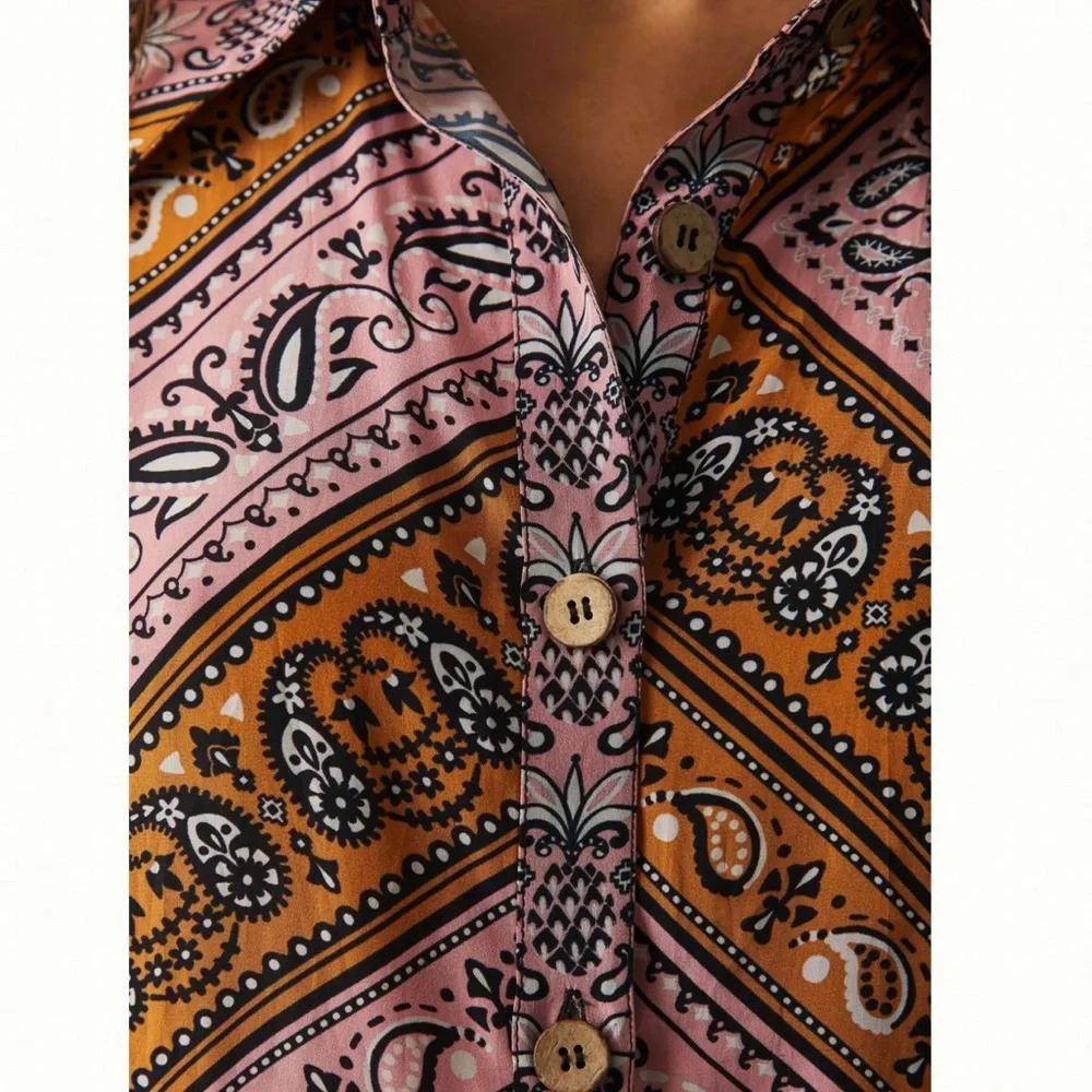 FARM Rio Paisley Buttondown Long Sleeve Shirt, NEW - Picture 4 of 13